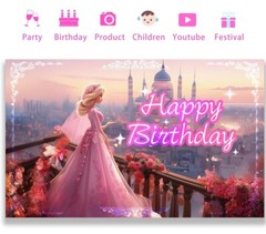 Princess Happy Birthday Backdrop 71×43 Inches – New 👑