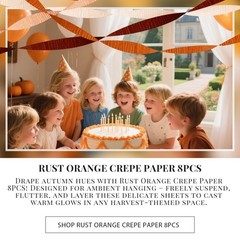 8 Rolls Rust Orange Brown Crepe Paper Streamers Rustic Fall Wedding 82 FT