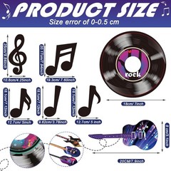 40 Pcs Music Party Decorations Musical Notes Rock and Roll Record Cutouts Sil…