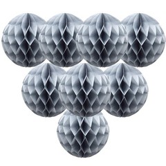 8 PCS Paper Honeycomb Balls Decoration 8 Inch Flower Party Hanging Decor Gray