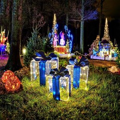 Adornos navideños, juego de 3 cajas de regalo iluminadas con 140 luces LED