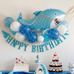 22 Pcs Shark Party Decorations Set 37 Inch Inflatable Blue Shark Balloons with F