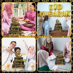 Charming 4 Wooden Ramadan Decorations: Eid Mubarak Table Decor for All Occasions