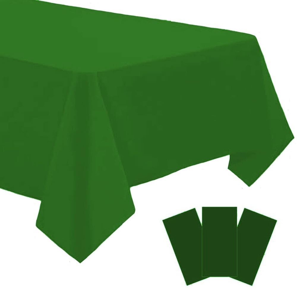 3 Pack Green Disposable Tablecloth, 54″ x 108″ Plastic Table Covers, Decorati…