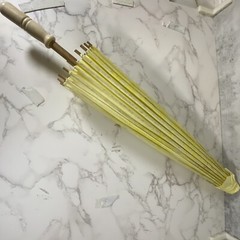 Wood & Paper Parasol Design Umbrellas Yellow Set of 9, Party,Wedding Decorations