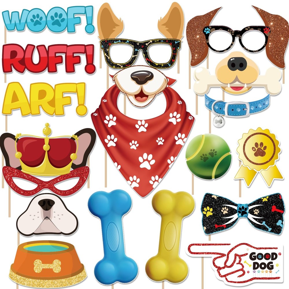 Dog Themed Birthday Party Decorations Photo Booth Props Dogs Puppy Party Deco…