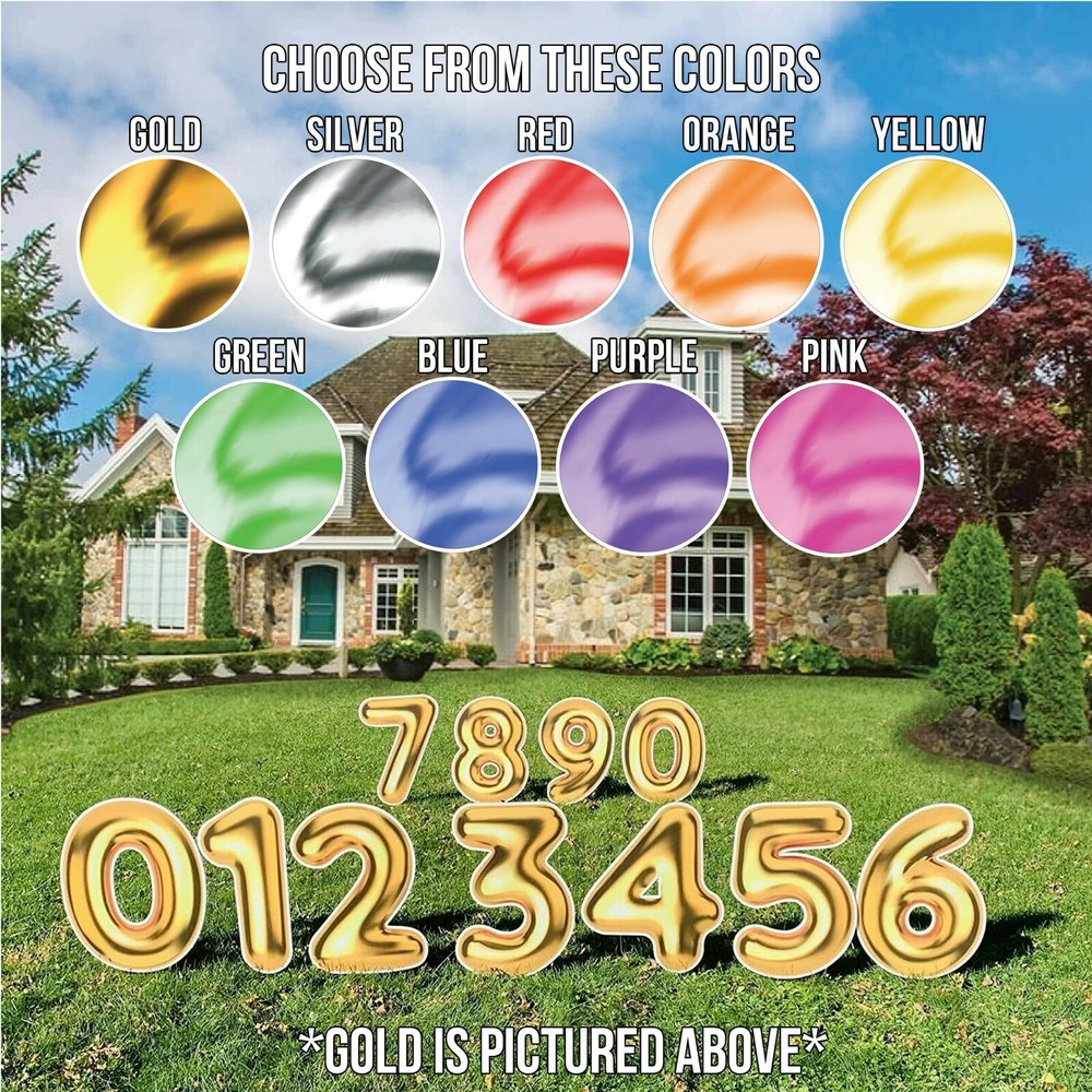 VictoryStore Balloon Print 30″ Numbers Yard Sign Set, 11 Pieces, Stakes Included