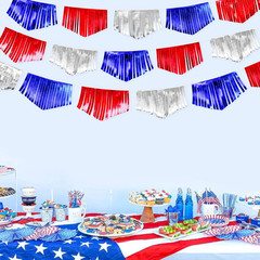 Red Party Decorations Triangle Pennant Banner Flag Dark Red Metallic Fabric Bunt