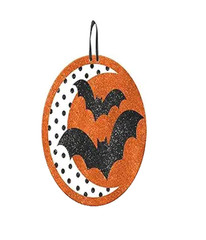 New Age Scare Halloween Party Midnight Bats Hanging Glitter Sign Decoration