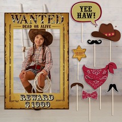 9 PCS West Wanted Photo Booth Prop Kit – 24 x 17 » Wild Western Selfie Booth…