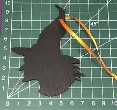 Halloween Hanging decoration Black Witch Laser Cut Painted Plywood. With Ribbon.