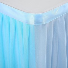 Tulle Table Skirt Blue Tutu Striped Table Skirts for Rectangle Tables Baby