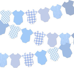 Blue Baby Shower Banner Garland – Gingham «It’s a Boy» Decorations