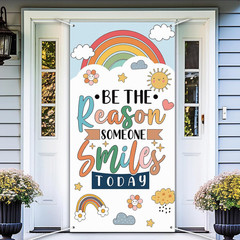 Boho Classroom Door Cover Decoration First of School Door Banner Rainbow Welcome