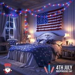 Plug-in 4th of July 100-LED String Lights, 33ft Red White Blue Indoor/Outdoor
