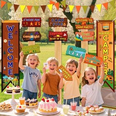 Camping Party Decorations Camper Sign Adventure Supplies for Summer