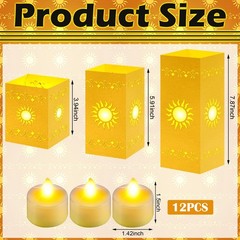 Grinsvalley 12 Pcs Princess Sun Lantern Centerpieces for Table 3 Size Gold Pr…