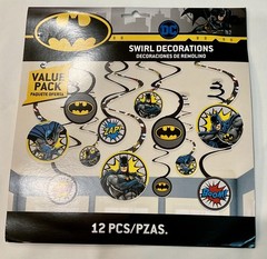 BATMAN HEROES UNITE DC COMICS SUPERHERO PARTY 12 PIECE HANGING SWIRL DECOR NEW