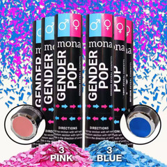 Gender Reveal Balloon Arch Kit with 6 Pink and Blue Confetti Poppers