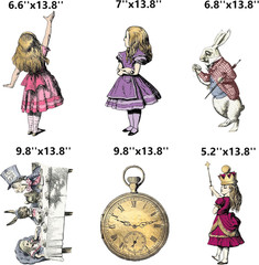 10 Pcs Alice in Wonderland Decor Tea Party Decoration Cardboard Cutouts Double S