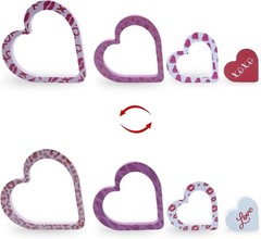 FESTGLOX Wooden Hearts for Valentine’s Day Decor, 4 PCS Double Side Printed Hea
