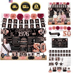 50th Birthday Decorations for Women, 21pcs the 1976 Banner Balloon Party Sup…