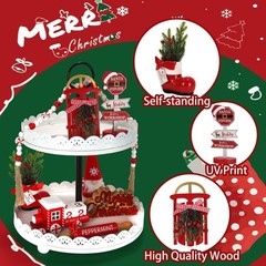 Christmas Decorations 8 PCS Tiered Tray Decor Set, Cute Tabletop Christmas De…