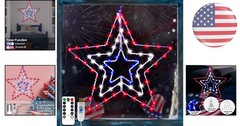 Elegant Iron Frame Star Lights with Timer – Perfect for Patriotic Celebrations