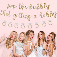 Pre-Strung Pop the Bubbly She’s Getting a Hubby Banner,Funny Bachelorette Party
