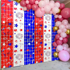 4Th of July Decorations, 2 Packs 3.3X6.6Ft 4Th of July Photo Backdrop Streamer，R
