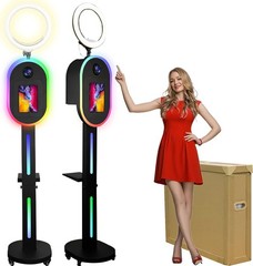 Photo Booth Station with Printer Enclosure,Selfie Kiosk Stand for Wedding Party