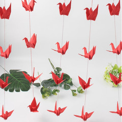 Paper Crane Hanging Garlands(3Stringsx 5.2Ft), Origami Birds Streamers for Brida