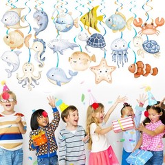 20 PCS Ocean Animal Hanging Swirl Under Sea Marine Theme Party Decor Set
