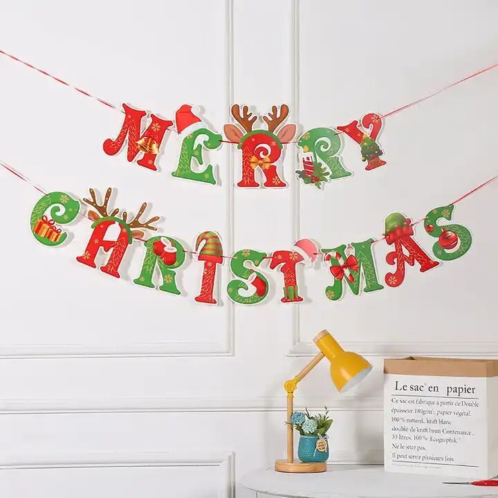 Christmas Banner Hanging Decoration Merry Christmas Letter Banner