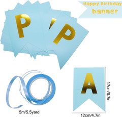 Blue Happy Birthday Decorations, Happy Birthday Banner Hanging Swirls Balloons a