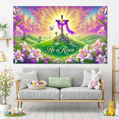 Happy Easter Banner Easter Outdoor Decoration Festival 71×43 Inch Photo Booth Ba