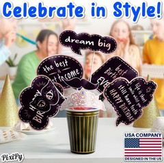 Rose Gold Birthday Photo Booth Props Kit 27 Pcs Durable Cardboard Signs Memor…