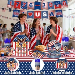 250th Anniversary Party Decorations Set, 87 Pc, Blue, 1776-2026, USA 250