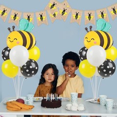 Bee Birthday Party Balloons Stand Kit 2 Sets with 2 Bumble Bee Foil Balloons …