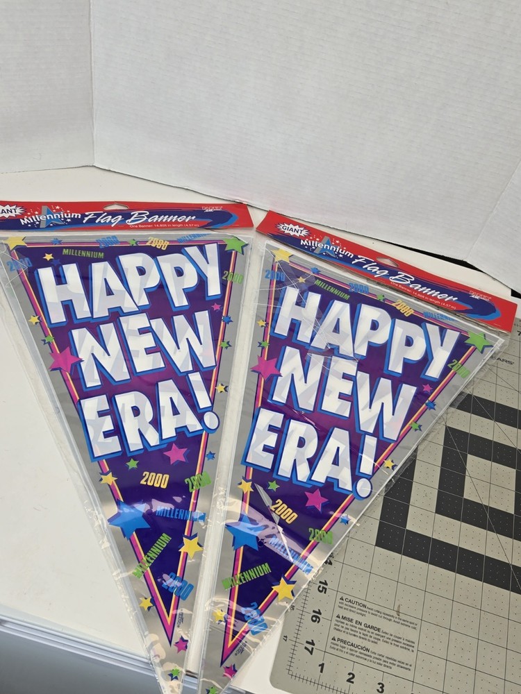 Vintage 2000 Millennium Happy New Era Banner Lot Sealed Y2K Party Decor 14ft