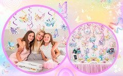 57 Pcs Butterfly Hanging Swirls Decorations for Butterfly Floral Hanging Swirl