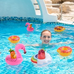 Pool Drink Floaties, Flamingo Tree Inflatable Drink Holders Floating Cup Hold…