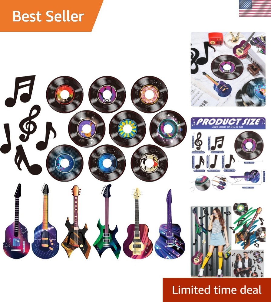 40 Pcs Music Party Decorations Musical Notes Rock and Roll Record Cutouts Sil…