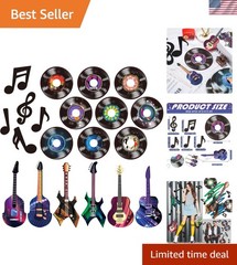 40 Pcs Music Party Decorations Musical Notes Rock and Roll Record Cutouts Sil…