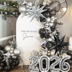 Black and Silver Balloon Arch Kit 2026 graduation Balloon Garland Numbers 202…