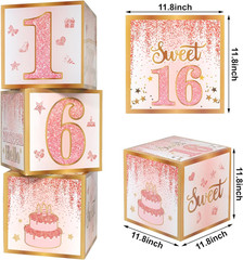 Sweet 16 Party Decorations,16Th Birthday Boxes Decor for Girls Women Sweet Si…