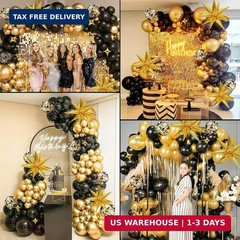 Black and Gold Balloon Arch Kit 117 PCS, Gold and Black Party Decorations, 2026