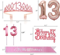13th Birthday Candle Sash and Tiara Sets,It’s My Rose