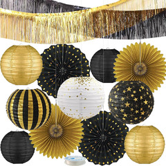 Black and Gold Party Decorations Set for Birthday Graduation Wedding Anniversary