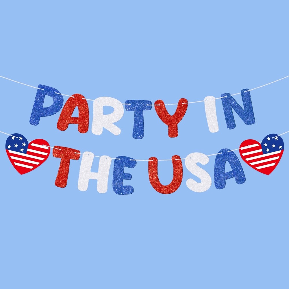 Pre Strung Party in the USA Banner Red Blue White 4th of July Sign Happy 4th …